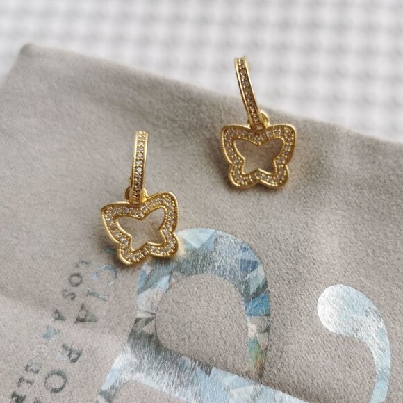 Alicia Bonnie Gold Crystal Pave Emilie Drop Earrings NEW - Picture 3 of 4